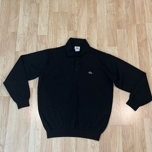 LACOSTE Men’s Half Buttoned Black Wool Sweater